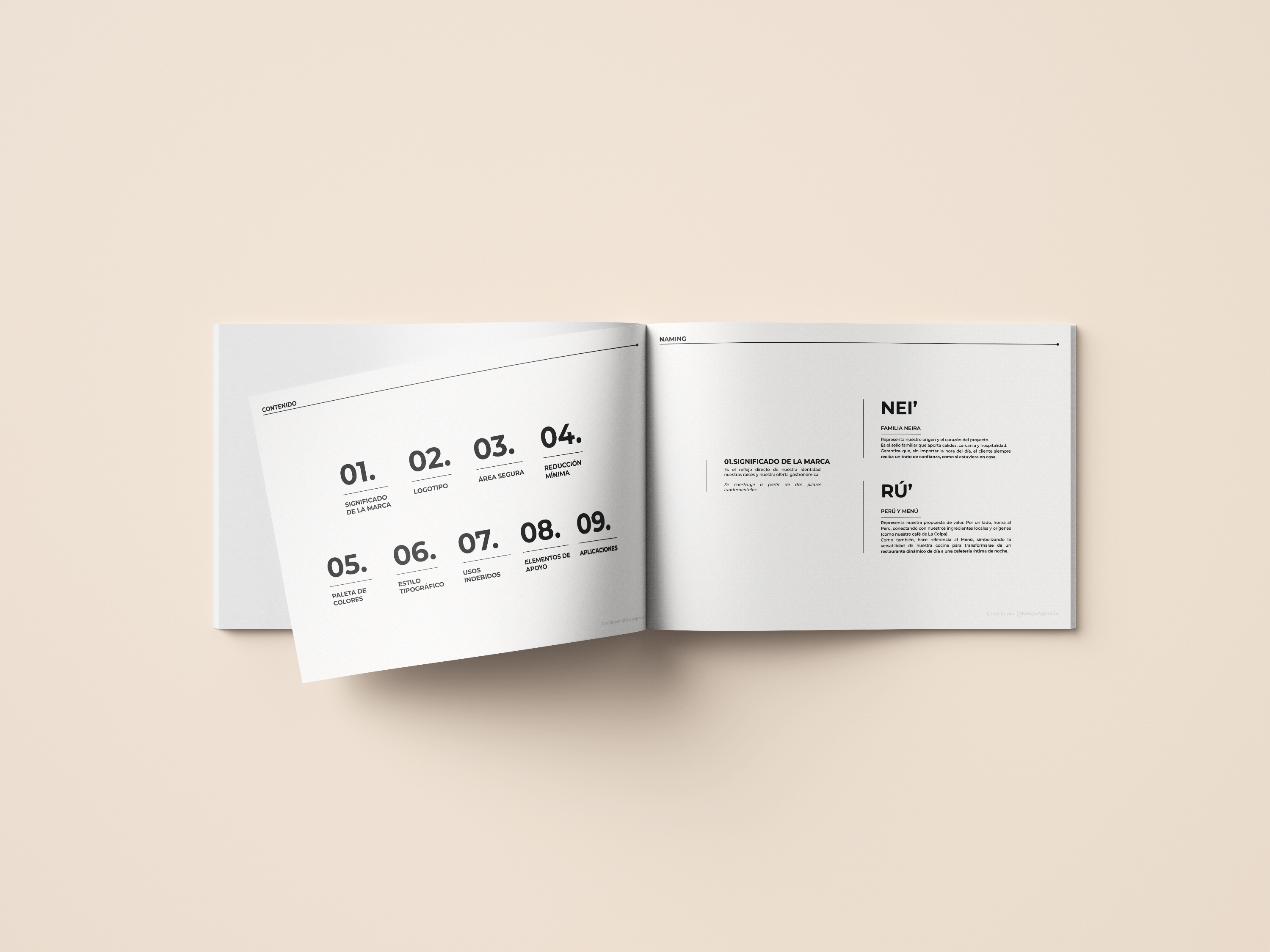 Páginas iniciales del manual de marca Neirú