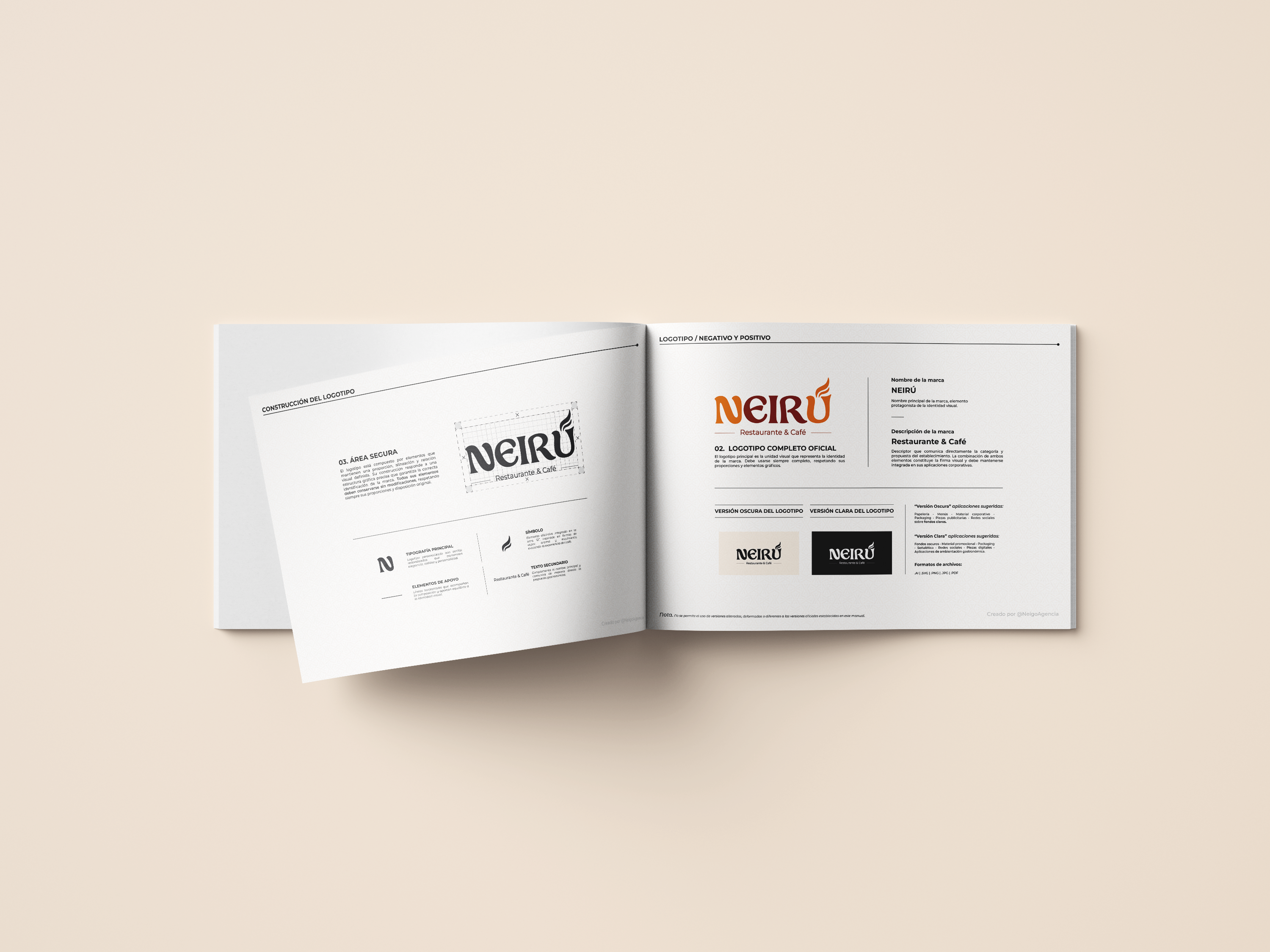 Especificaciones y variantes del logotipo Neirú