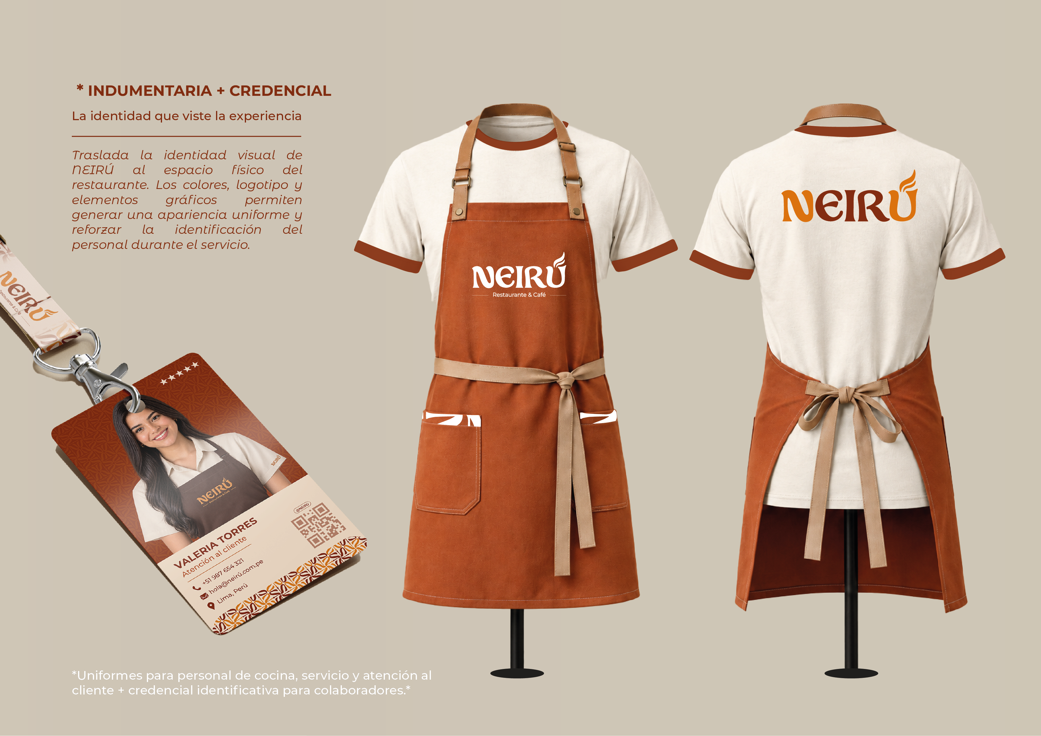 Indumentaria, delantales y credenciales
